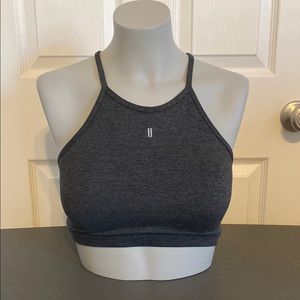 NOBULL Gray Compression Sports Bra High Neck Moisture-Wicking